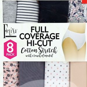 Felina Women's 8-Pack Full Coverage Hi-Cut Briefs